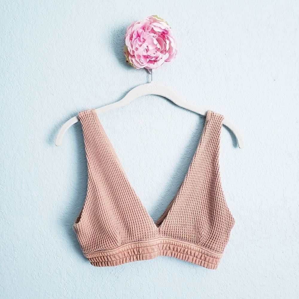 Aerie Tan Waffle Knit Lounge Bra